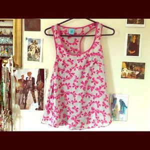 Bow silk tank